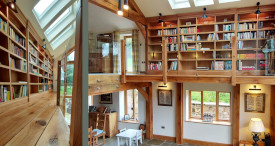 Natural oak gallery and library